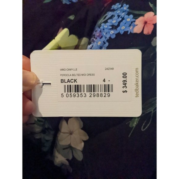 TED BAKER LONDON NWT Black Camylle Pergola Floral Midi Dress Size 12 - Picture 9 of 9